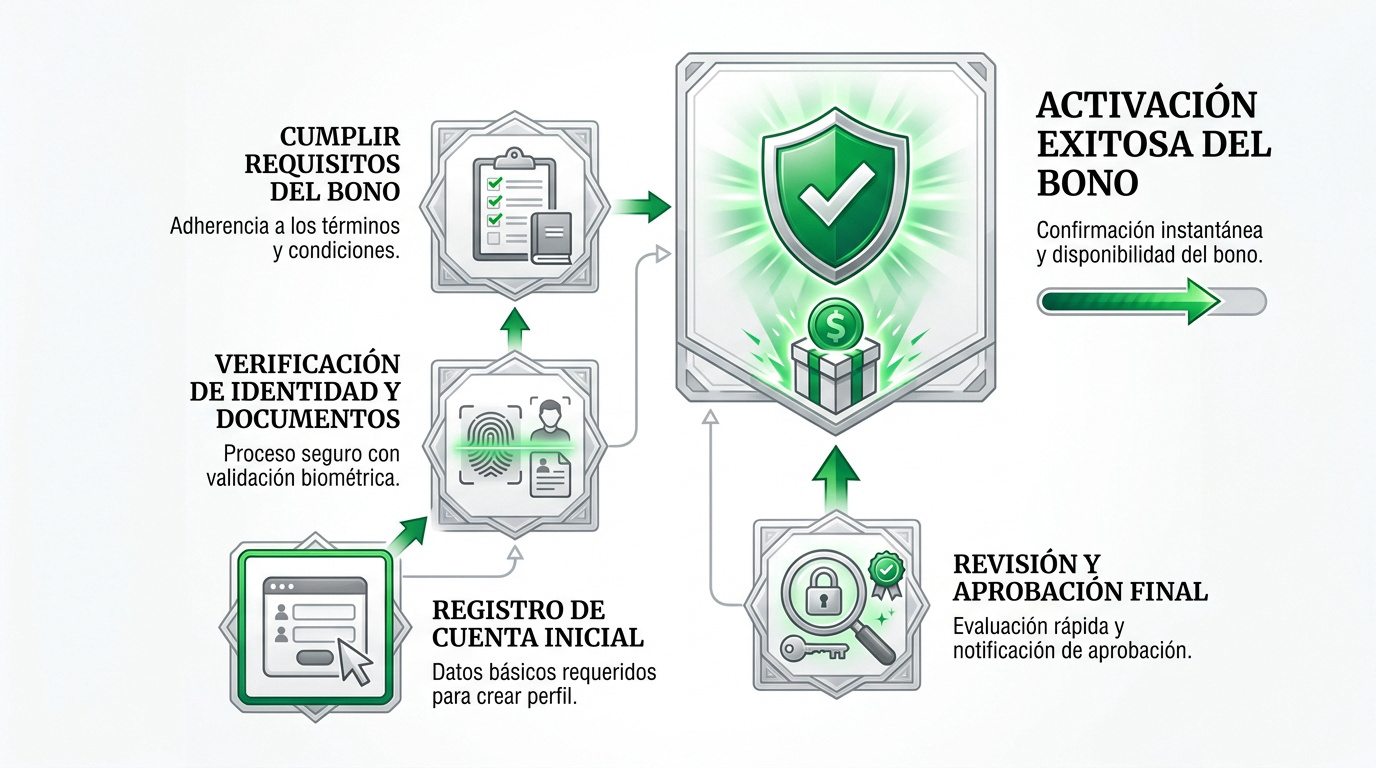 Formulario de registro y proceso de verificación de identidad para obtener un bono de casino